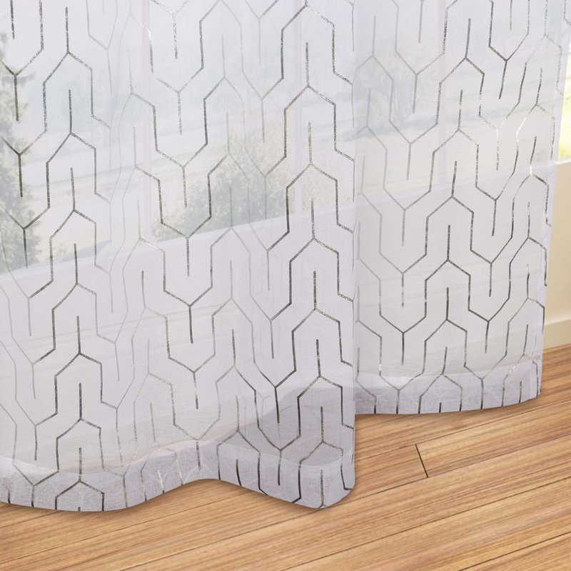 Jattin Sheer Curtain Pair, White, 42" W x 84" L