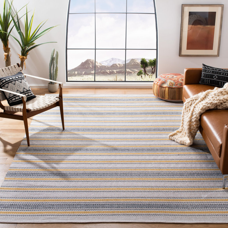 Montauk Hand Woven Cotton Striped Rug, Rectangle 4' x 6'