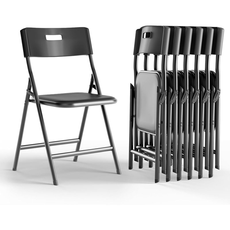 Chaises pliantes robustes commerciales, capacité de 330 lb, plastique empilable pour une utilisation intérieure / extérieure, noir (paquet de 6)