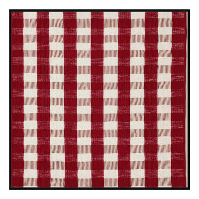 Washable Gingham Checks Farm Area Rug