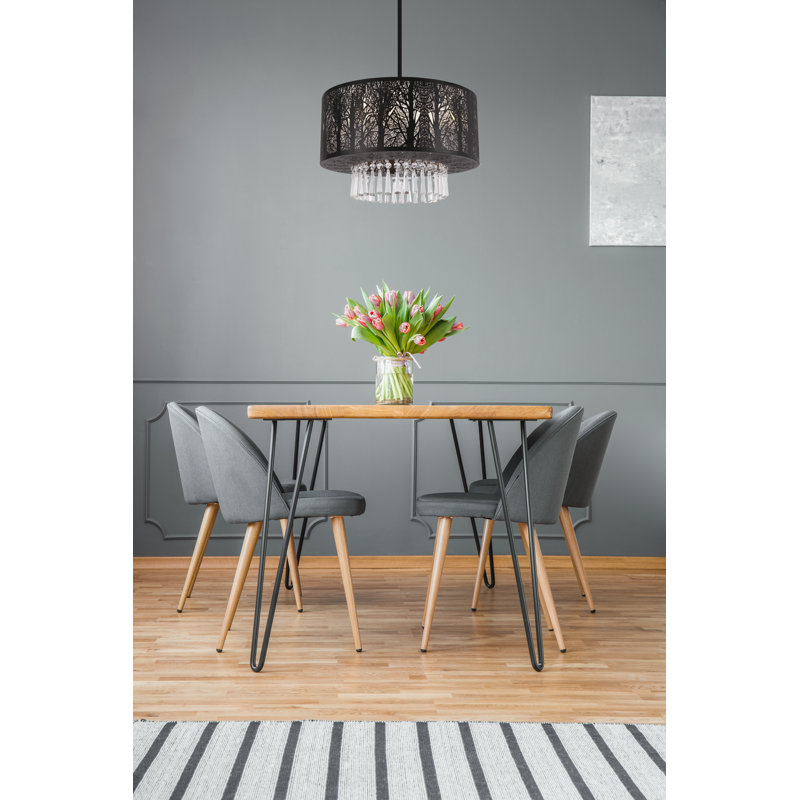 Whisper 3 - Light Dimmable Drum Chandelier, 39" H x 20" W x 12" D, Black