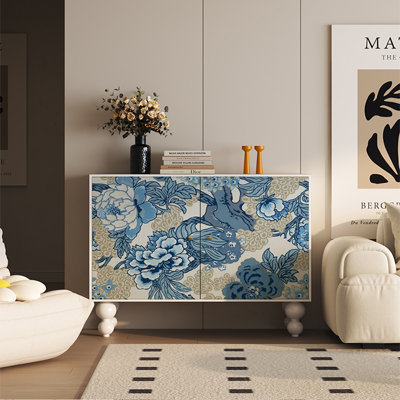Storage Decorative Cabinet with Walnut Frame