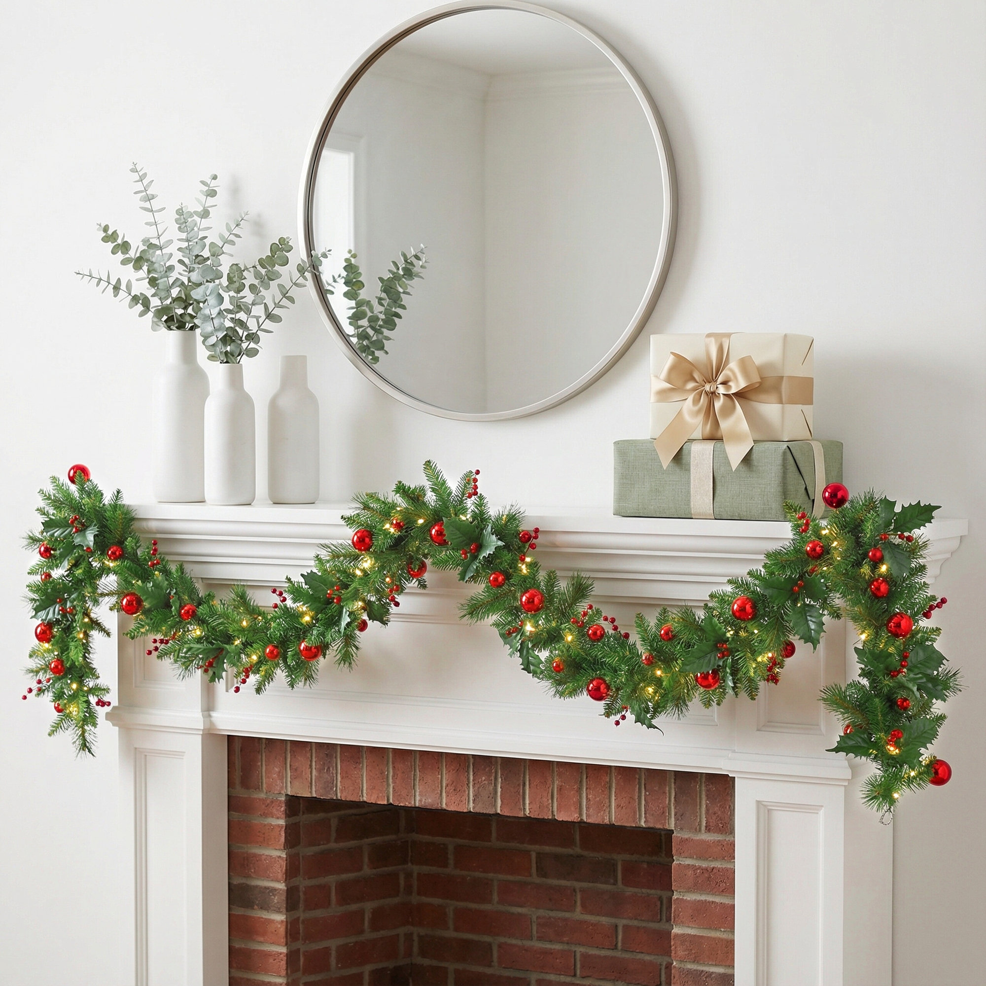 108'' in. Lighted Faux Pine Garland