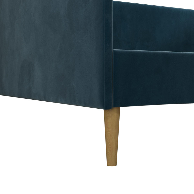 Lit de jour Chadlee, Simple, Velours bleu