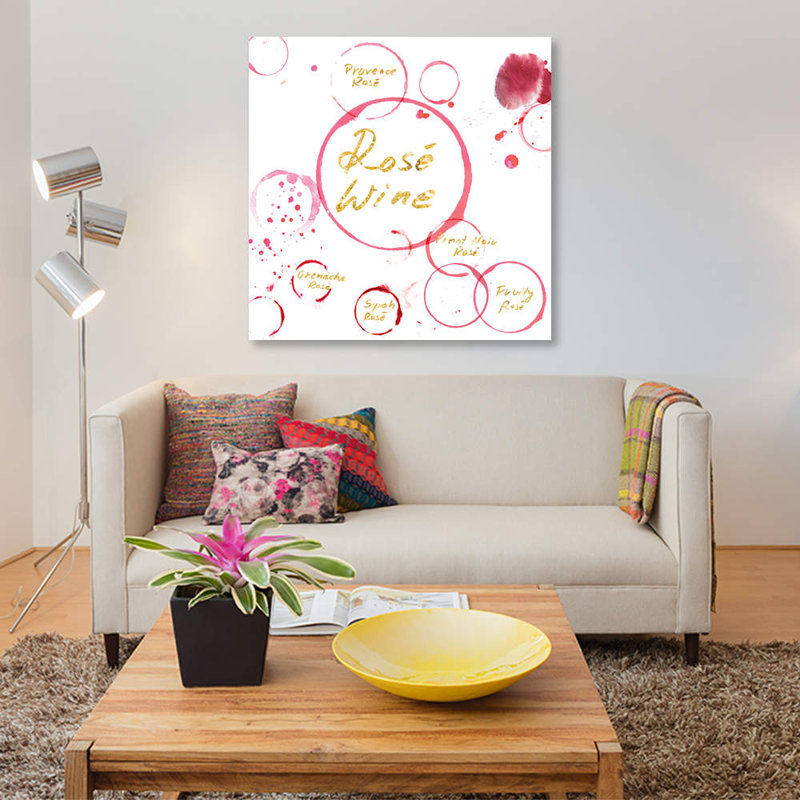 «Rose Wine», impression sur toile, H 12 po x l 12 po x P 0,75 po, Pas de tapis, Toile tendue