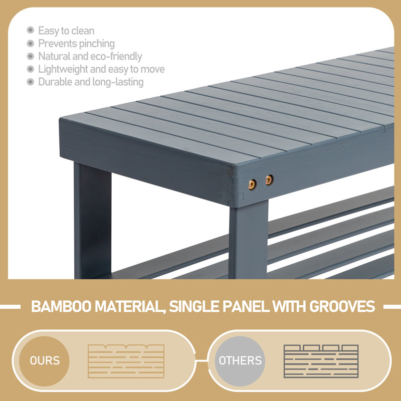Sleek Gray Bamboo Shoe Rack - 3-tier Seamless Design For Home Decor & Footwear Storage