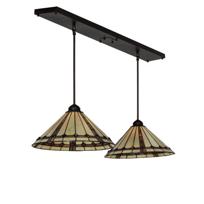 Meyda Tiffany & Stained Glass 2 - Light Mahogany Bronze Kitchen Island Pendant