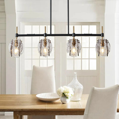 4-Lamp smoked color adjustable glass pendant light