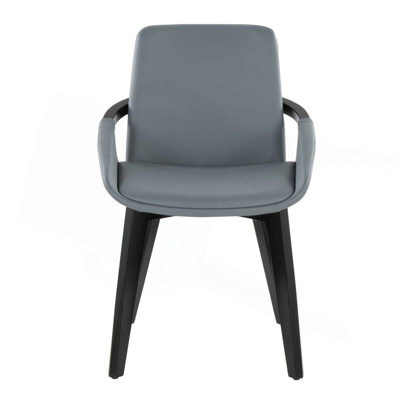Chaise en bambou et similicuir, Gris