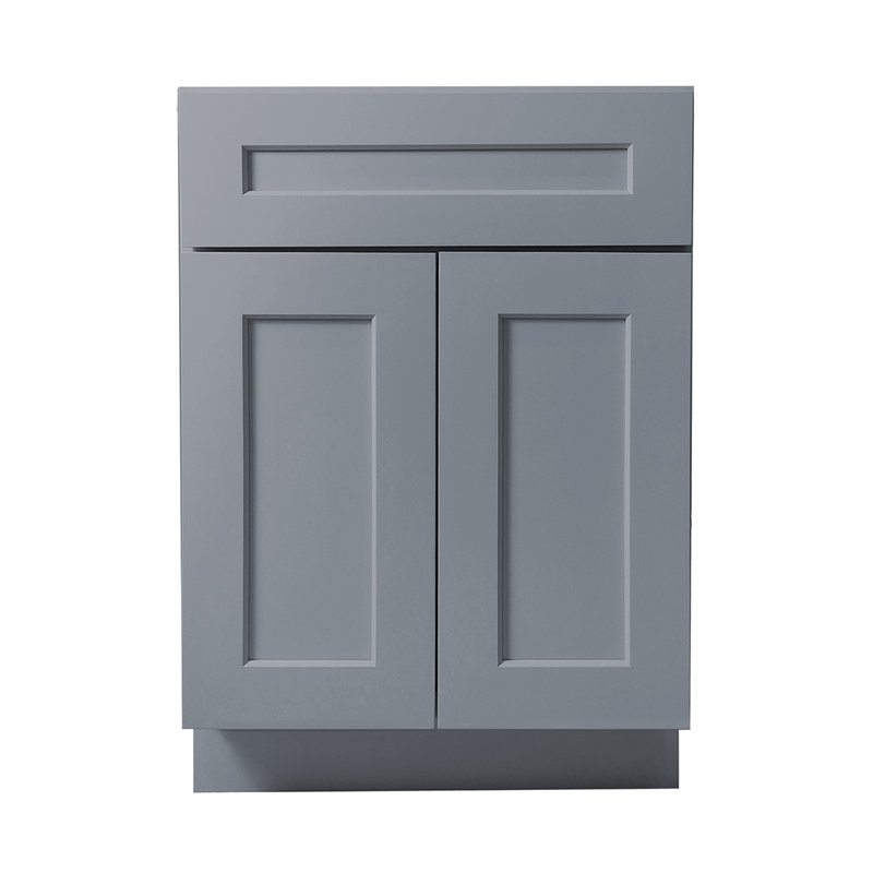 Armoire de base double en bois massif gris foncé Shaker, pour la cuisine, la buanderie et la salle de bain Tablettes réglables prêtes à assembler (l 30 po x H 34,5 po x P 24 po)