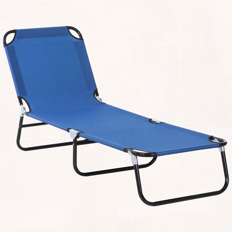 Chaise longue pliante avec dossier inclinable à 5 positions, Bleu