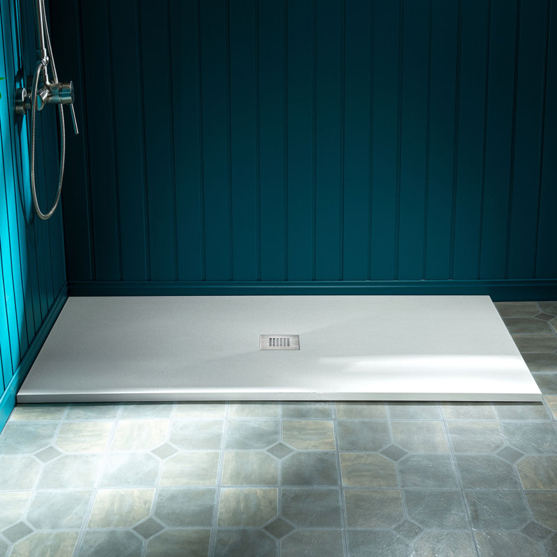 Lyon 47.75-in L x 32-in W Zero-Threshold End-Drain Shower Base with Center Drain Placement, Matching Decorative Drain Plate and Tile Flange, Wheel Chair Access, Low Profile