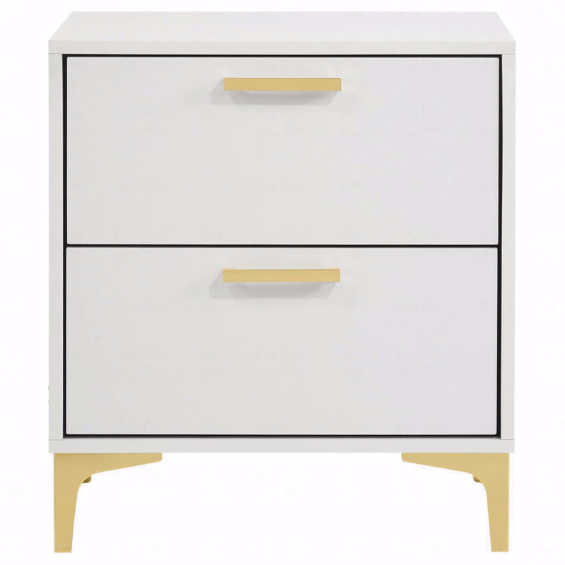 In White 2-Drawer Rectangular Nightstand, White