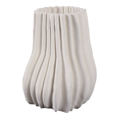Porcelain Decorative Vase With Sculptural Rippled Design And Textured Contours For Modern Accent Display In Contemporary Decor And Artistic Centerpiece Statement For Living Room Or Entryway