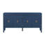 Buffet géométrique bleu marine à quatre portes avec poignées rétro classiques et motifs accrocheurs-121047818