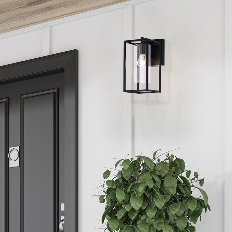 Tiernan 1-Light Outdoor Wall Lantern, 12.15" H x 5.75" W x 8.05" D, Matte Black