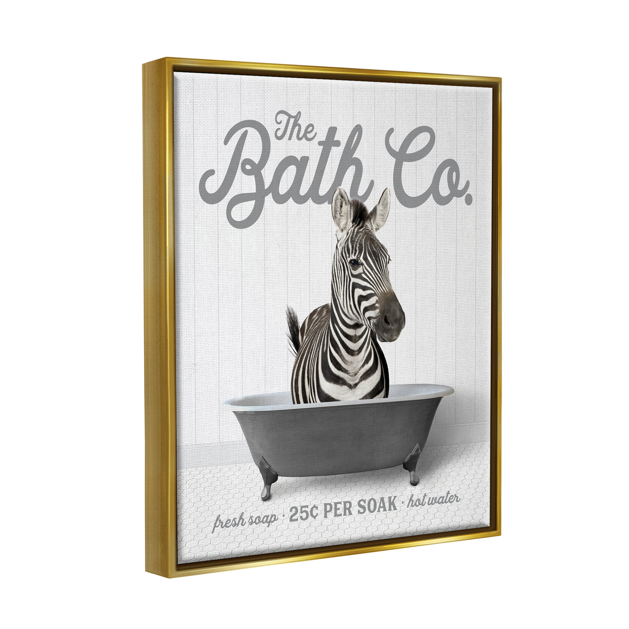Trinx Zebra Bathroom Tub Framed Floater Canvas Wall Art Design By ...