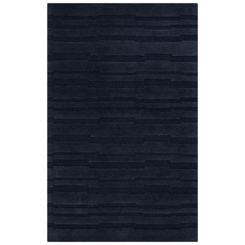 Fairborn Solid Color Hand Tufted Cotton/Wool Area Rug in Black, Rectangle 6' x 9'