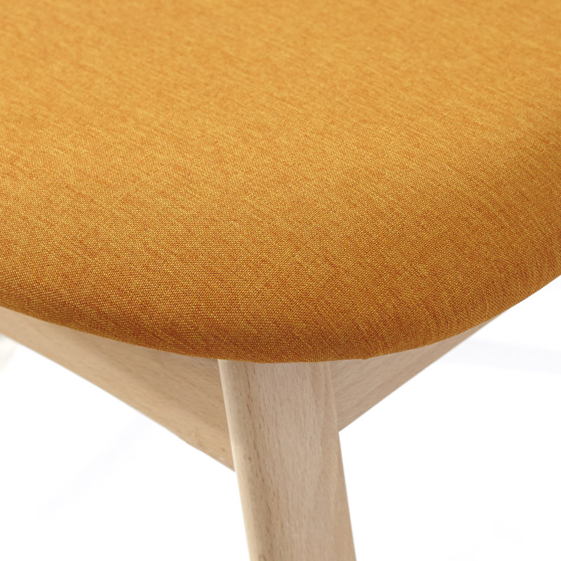 Ensemble de salle à manger Brunehilde, Naturel / orange, Ensemble de cinq pièces : table, quatre chaises