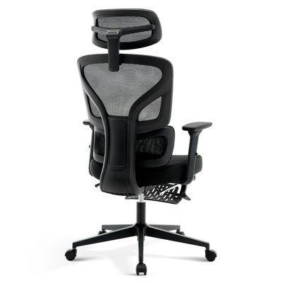 Ergonomic Mesh Office Chair with Footrest, High Back Desk Chair with Lumbar Support & 3D Armrests, Adjustable Computer Chair for Home Office, Black
