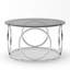 Table basse ronde moderne en verre de 80 cm avec structure circulaire en métal, table d'appoint contemporaine - Verre gris et chrome-432914329
