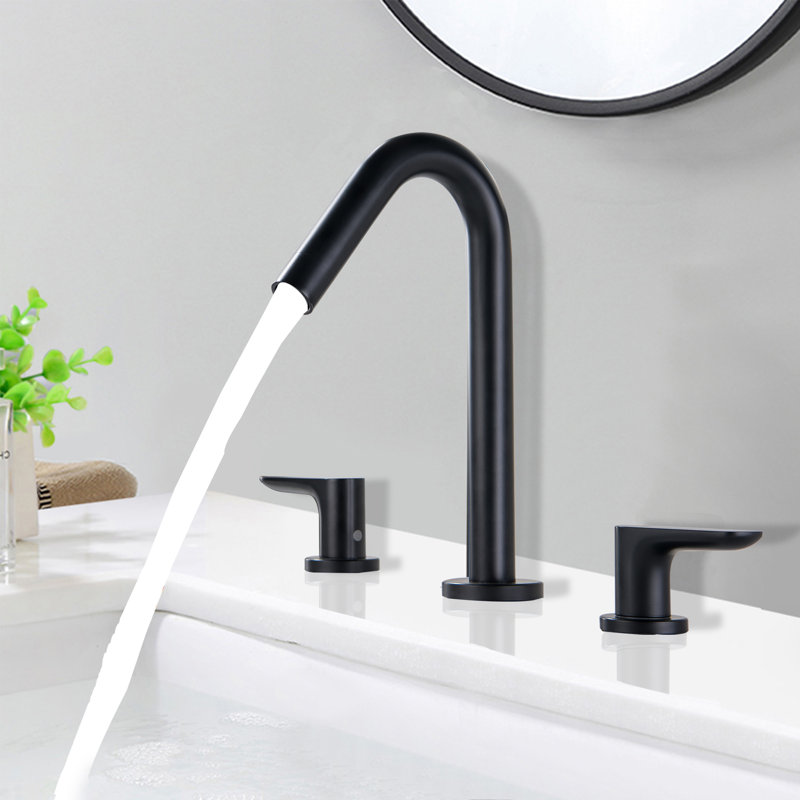 Contemporary Matte Black Widespread Bathroom Faucet with Water-Saving Flow