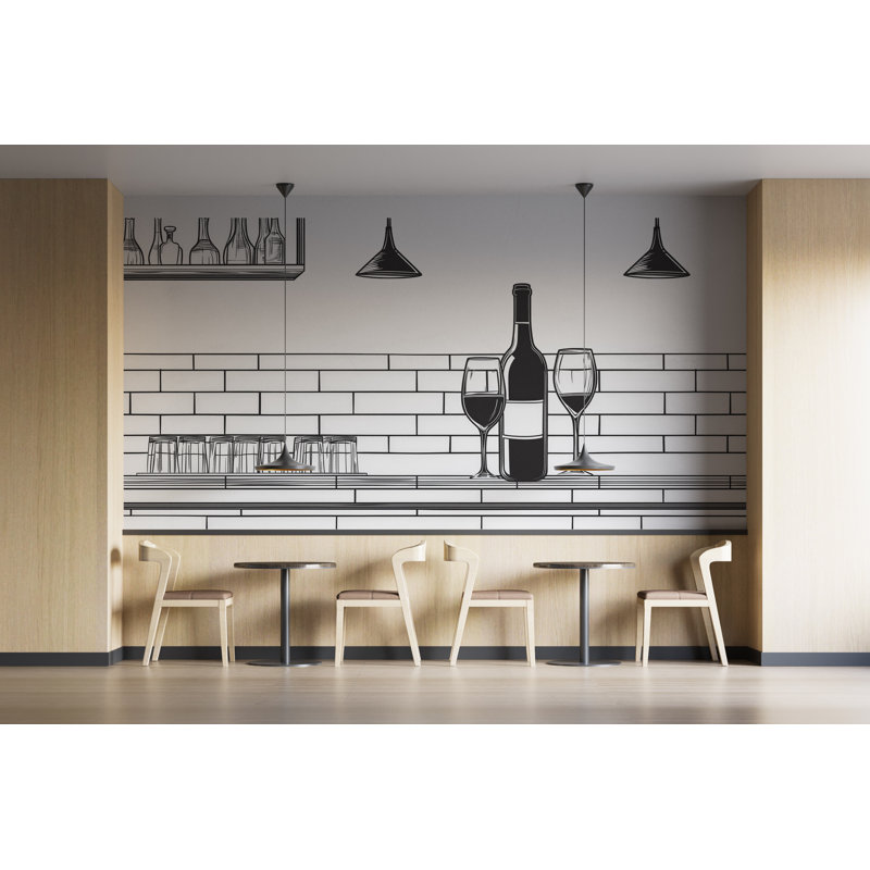 Minimaliste, bar à vin, art mural, décoration de restaurant 398Mv, H 9 po x l 16 po