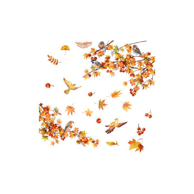 Maple Leaf Bird Electrostatic Glass Stickers Double-sided Printing Visual Window Stickers Removable Without Adhesive