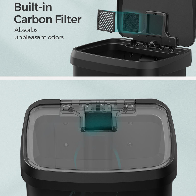 18-Gallon Black Stainless Steel Pedal Trash Can