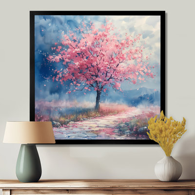 Pink Blue Spring Blooming Cherry Blossom Tree III - Cherry Blossom Wall Art
