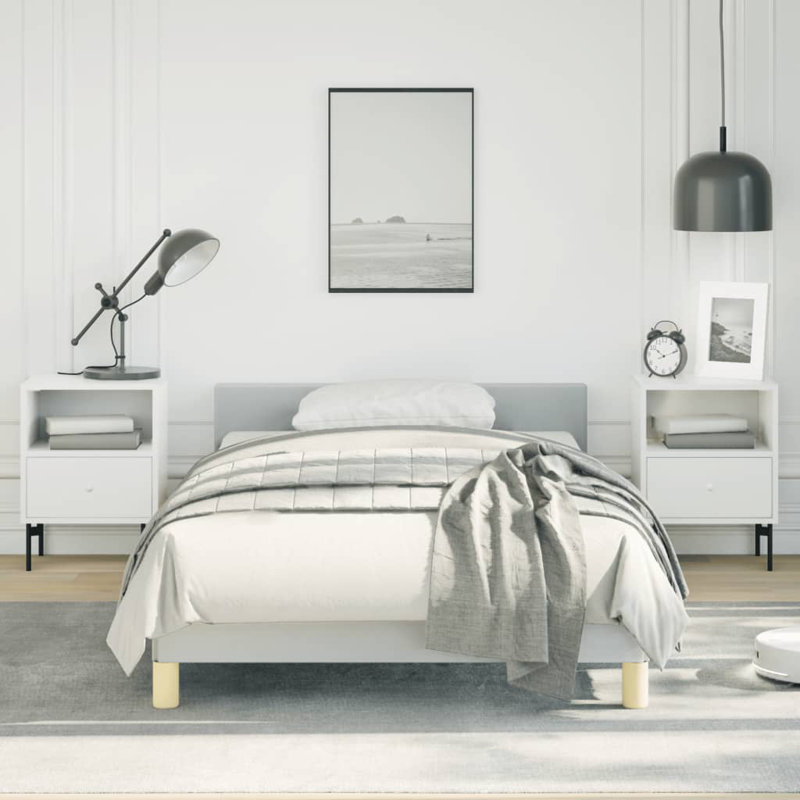Base de lit en tissu Pranavi vidaXL, support de lattes, sans matelas, Gris clair, Simple extra long