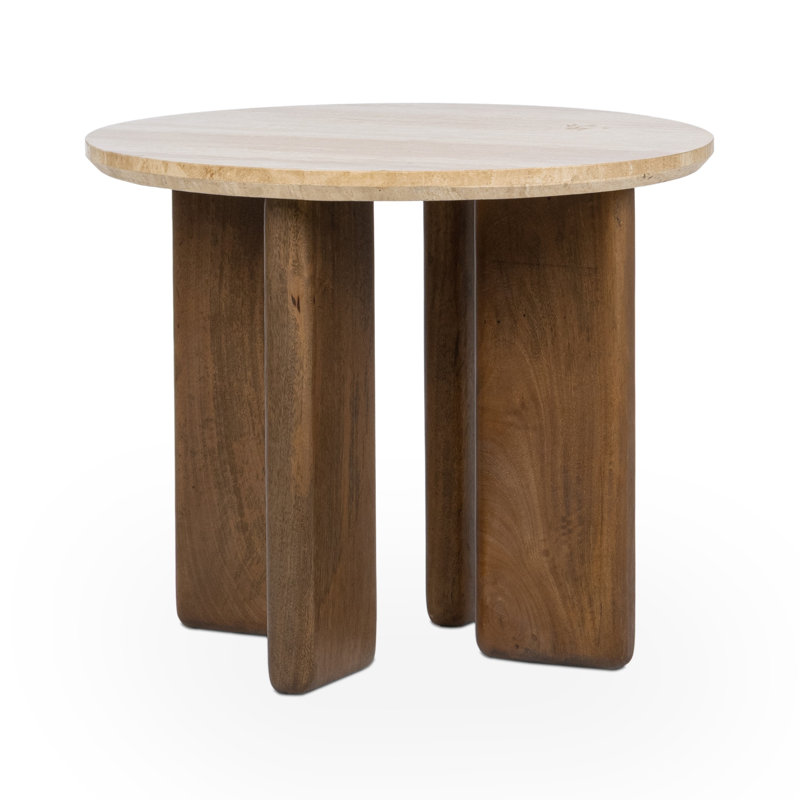 Idella Travertine Round End Table