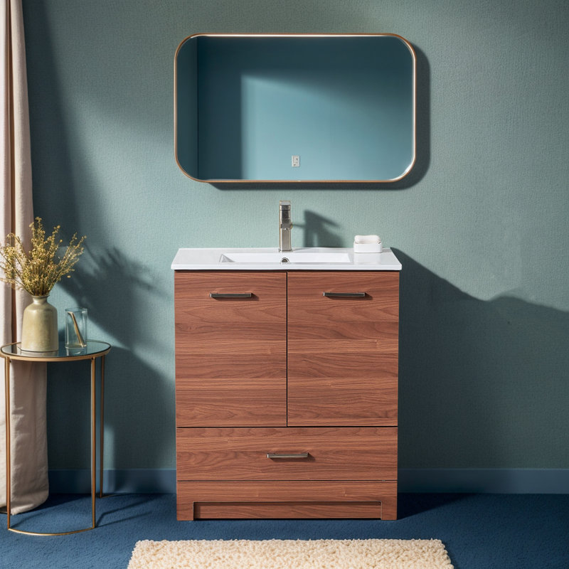 Ensemble de meuble-lavabo simple 30 po brun moderne