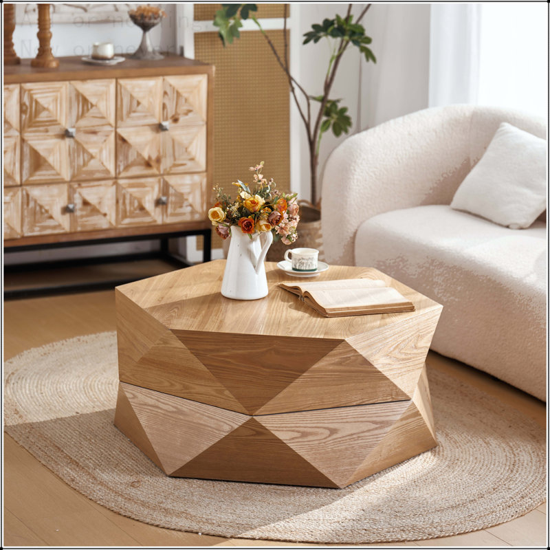 Table basse avec rangement Polygon, Naturel