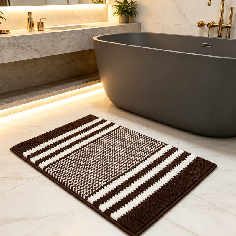 Luxurious Chenille Bath Mat: Soft, Absorbent & Non-Slip
