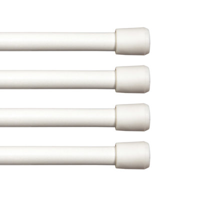  Spring Tension Rod, 18-28" or 28-48" Adjustable Length, 7/16" Diameter Steel Tube, 4-Pack