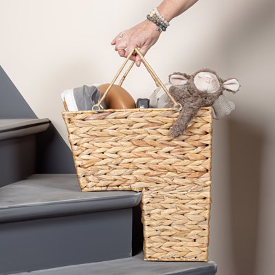 Bertram Handwoven Wicker Stair Basket with Handles