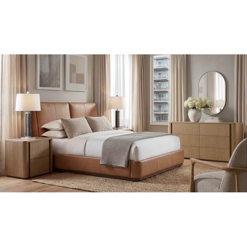 Vienna Upholstered Bed, Brown, Queen