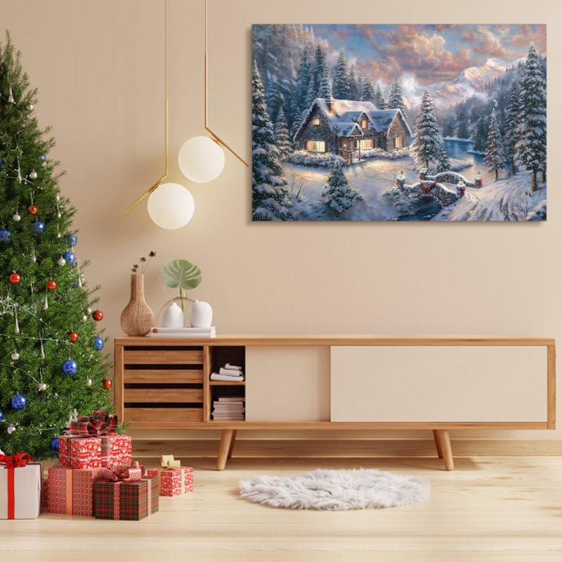 Toile encadrée, décoration murale, peinture de Noël, décoration de maison d'hiver, cadeau pour Noël, bureau, salle à manger, salon, salle de bain, décoration de chambre à coucher