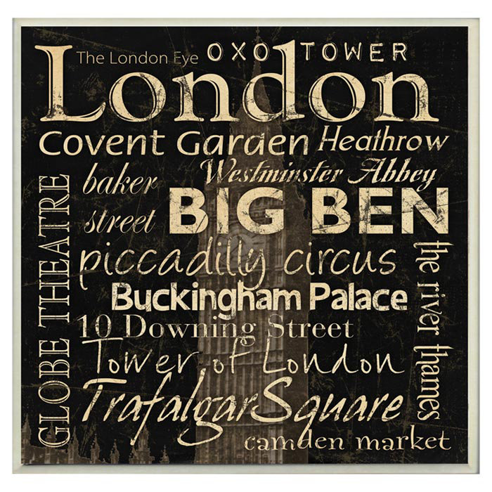 Ehme «London Repères», art textuel sur bois
