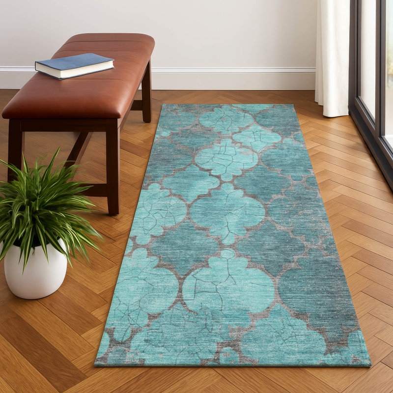 Premium Machine Washable Otte AMF1784 Damask Rug, Runner 2'3" x 7'6"