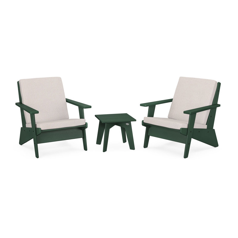 Riviera Modern Lounge 3-Piece Set, Green, Dune Burlap