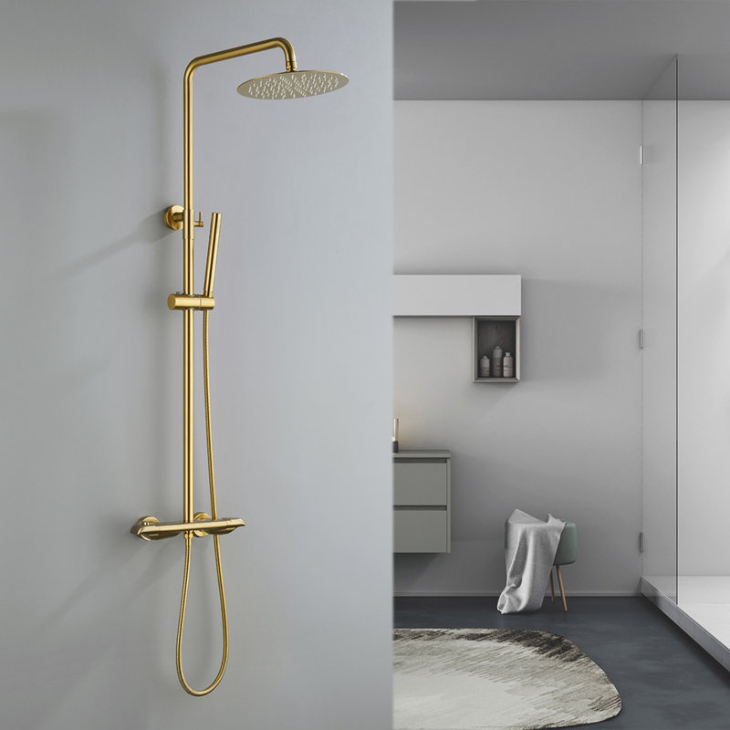 All-In-One Double Function Thermostatic Complete Shower System with Rough-In Valve Modern style