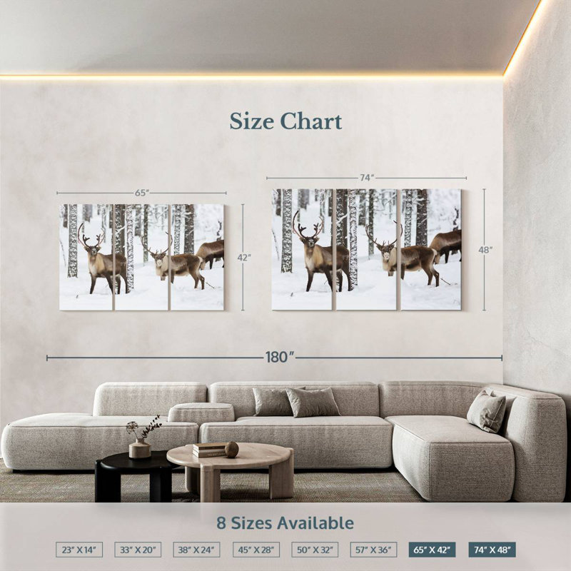 Brampt Roaming Winter Reindeer, 42" H x 65" W