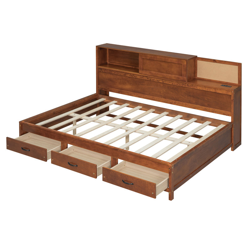 Wooden Daybed With 3 Storage Drawers, Full/Double, Walnut