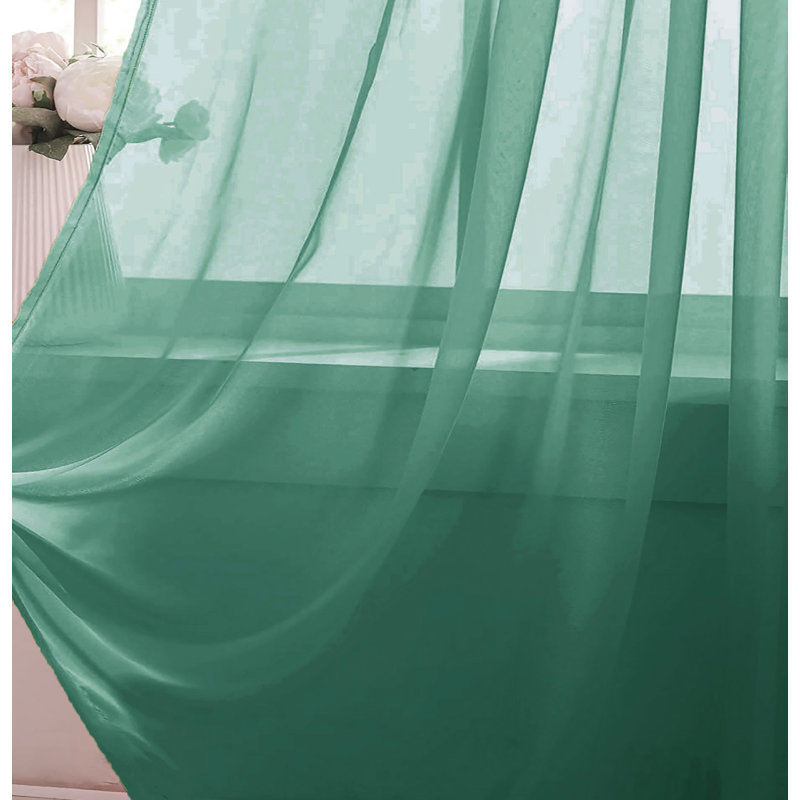 Ensemble de rideaux transparents avec passe-tringle Teal 95 po (2 panneaux)