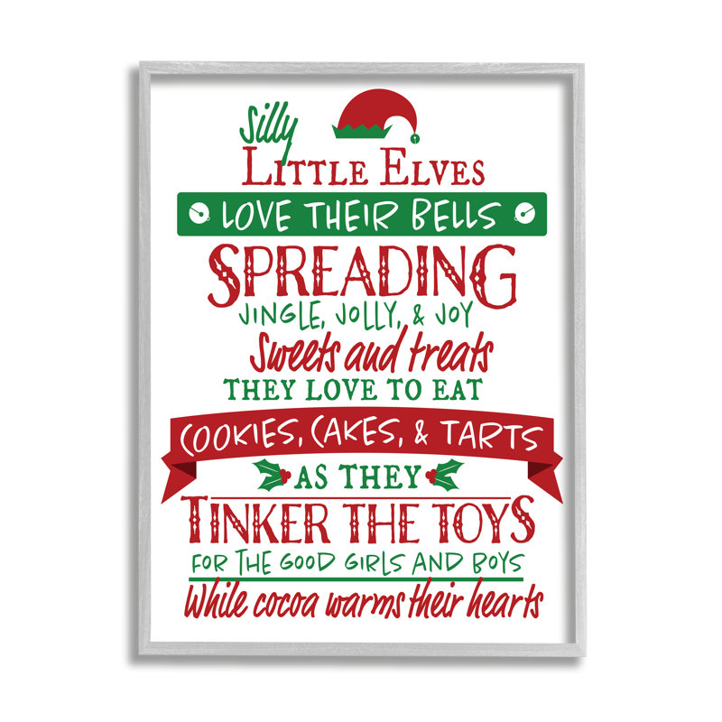 "Silly Little Elves List Festive Christmas" par Hugo Edwins - impression, H 20 po x l 16 po, Estampe numérique Farmhouse