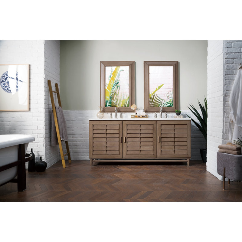 Broeder 72'' Double Bathroom Vanity with Top, White Zeus, Widespread