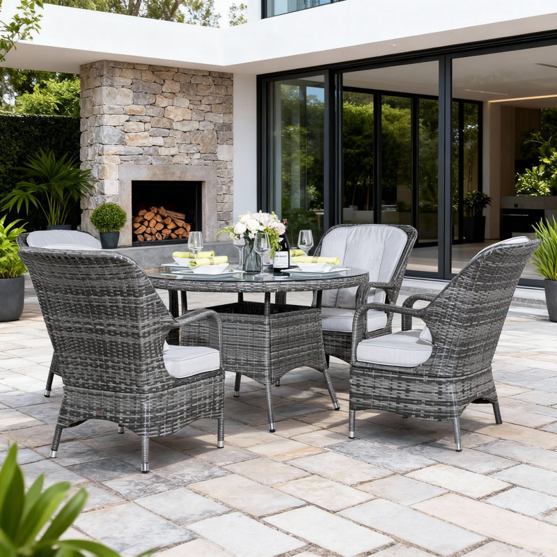 Ensemble repas 5 pièces avec coussins Anikha, Gris, gris