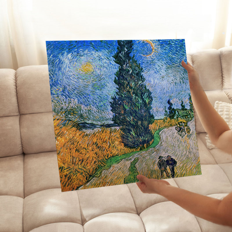 «Landscape and Nature Vincent Van Gogh's Road with Cypress and Star», reproduction d'art classique sans cadre